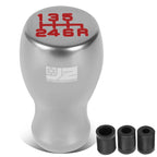J2 Universal Aluminum Shift Knob Silver Flat Teardrop Shape w/ Adapters