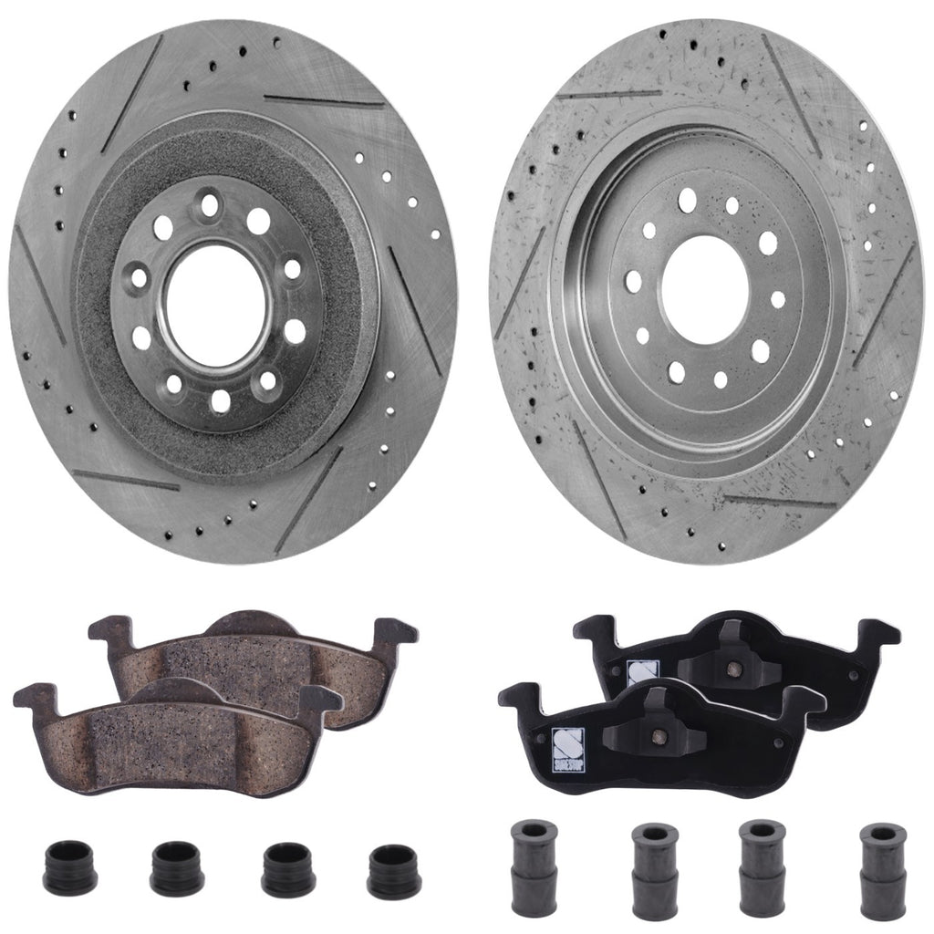 Rear Brake Disc Rotors and Pads Kit for Lincoln MKT (2013–2019)