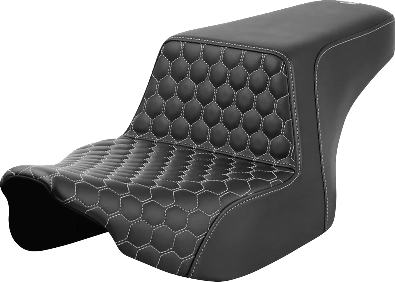 SADDLEMEN Step-Up Seat for FL (2023–2024) - Front Honeycomb, Silver Stitching