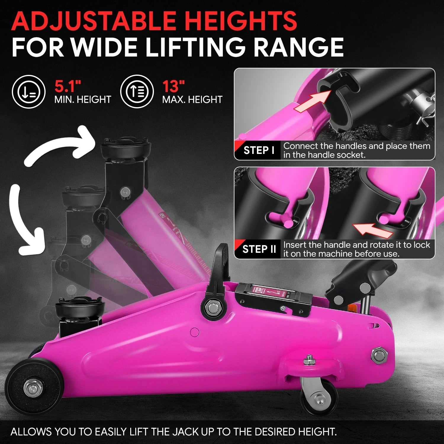 5.1-13in Hydraulic Lift Floor Jack for Universal Use (4000lbs Capacity)