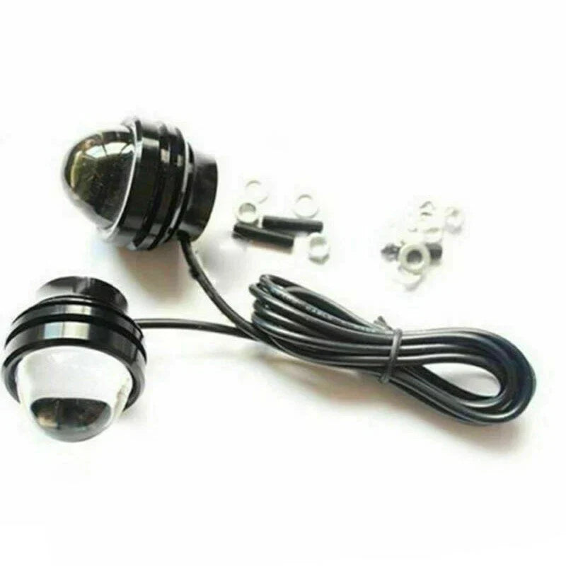 2 x LED White Fish Eye Car DRL 15W Projector Lens Fog Lamps Daytime Running Light