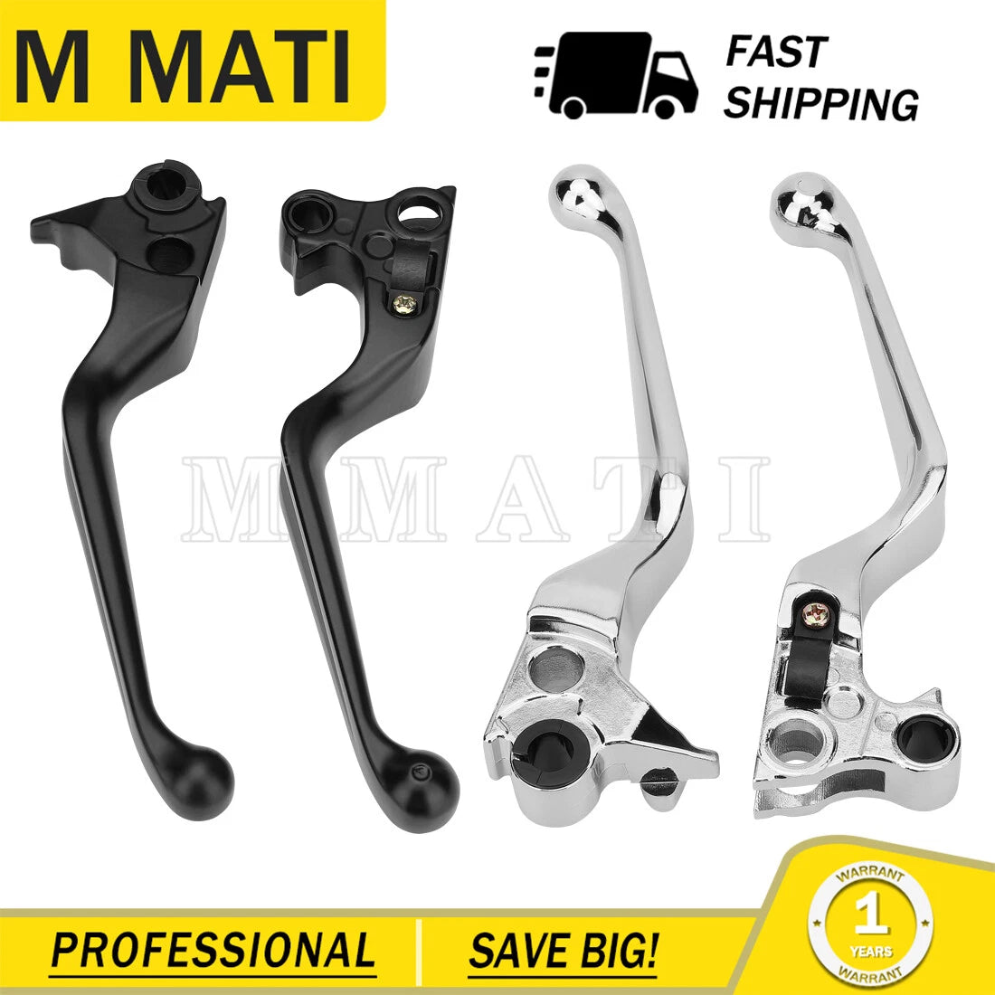 Chrome/Black Brake Clutch Lever for Harley Sportster 1200 (1996–2003)