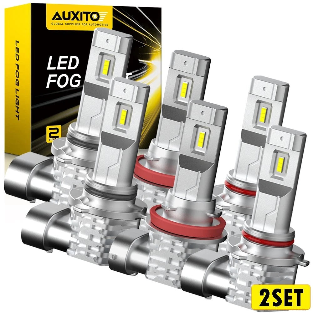 Set of 2 Combo 9005 + 9006 + H11 LED Headlight Bulbs 6500K 100W 40000LM