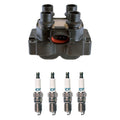 Denso Ignition Coil & 4 Iridium Spark Plugs for Ford Escort Tracer (1991–1996)