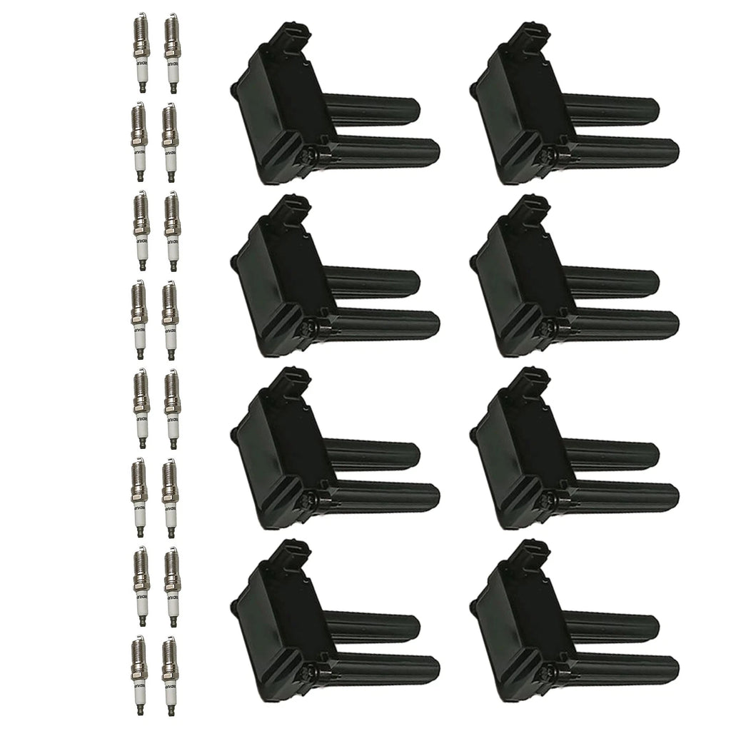 Set of 8 Ignition Coils & 16 Iridium Spark Plugs for Jeep Dodge Ram V8 (2002–2021)