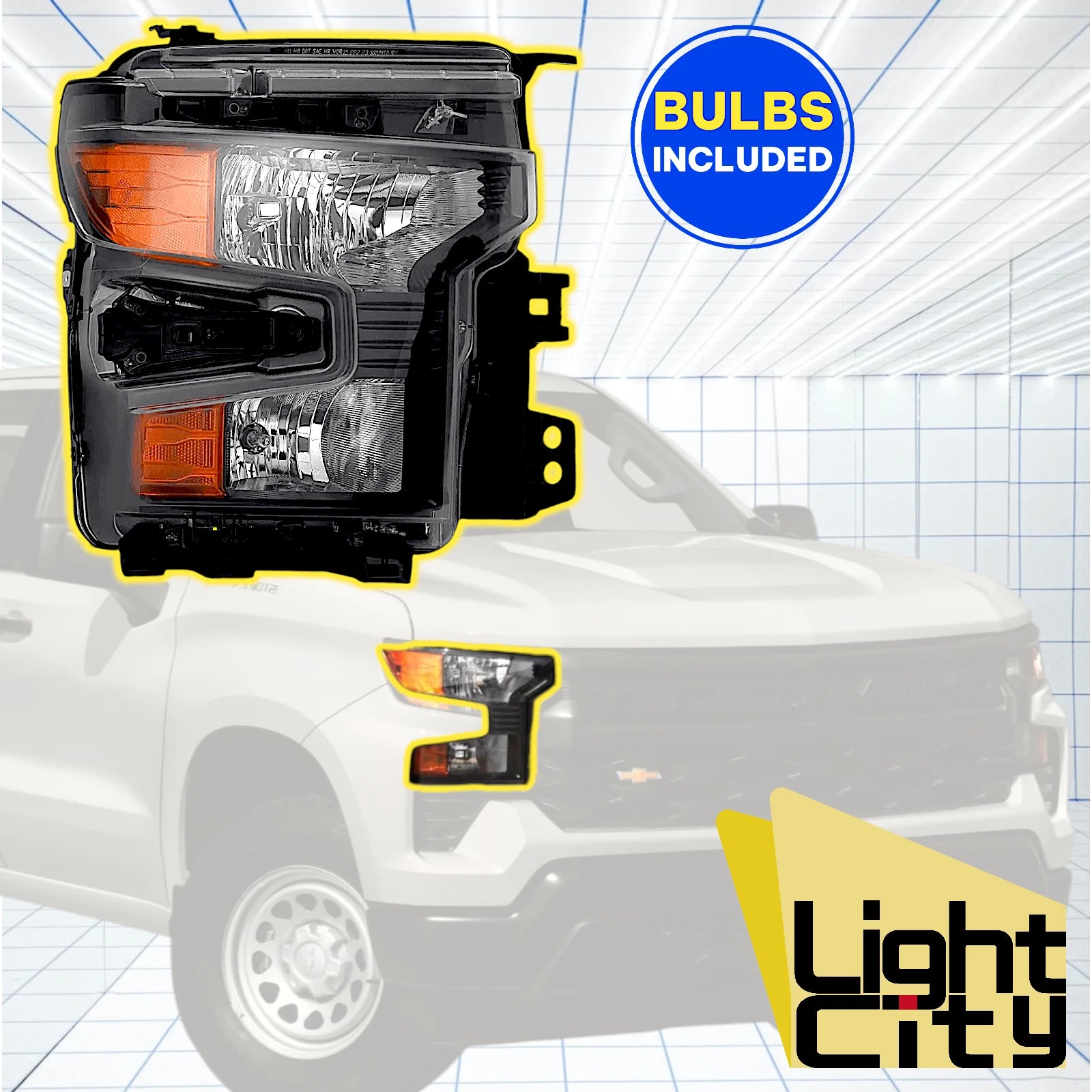 Halogen Headlight for Chevy Silverado 1500 (2022–2024) RH Black Trim