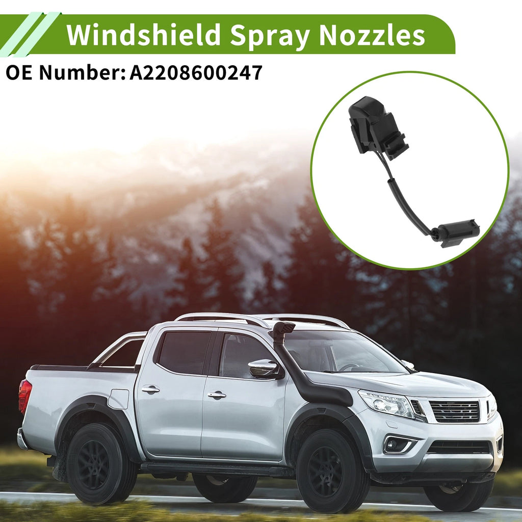 2X Windshield Washer Nozzle for Mercedes-Benz E350 E550 (2007–2016) No.A2208600247 Black