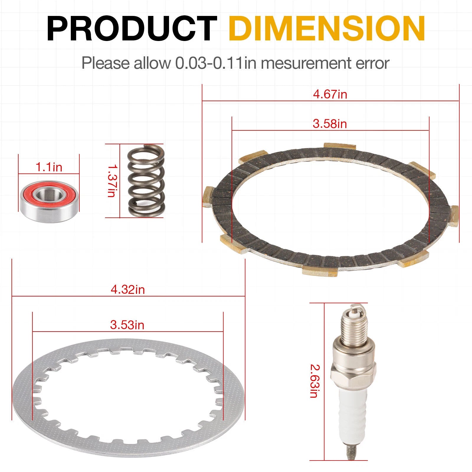 Clutch Friction Plates Gasket Kit for Honda CRF80F CRF100F (2004–2013)