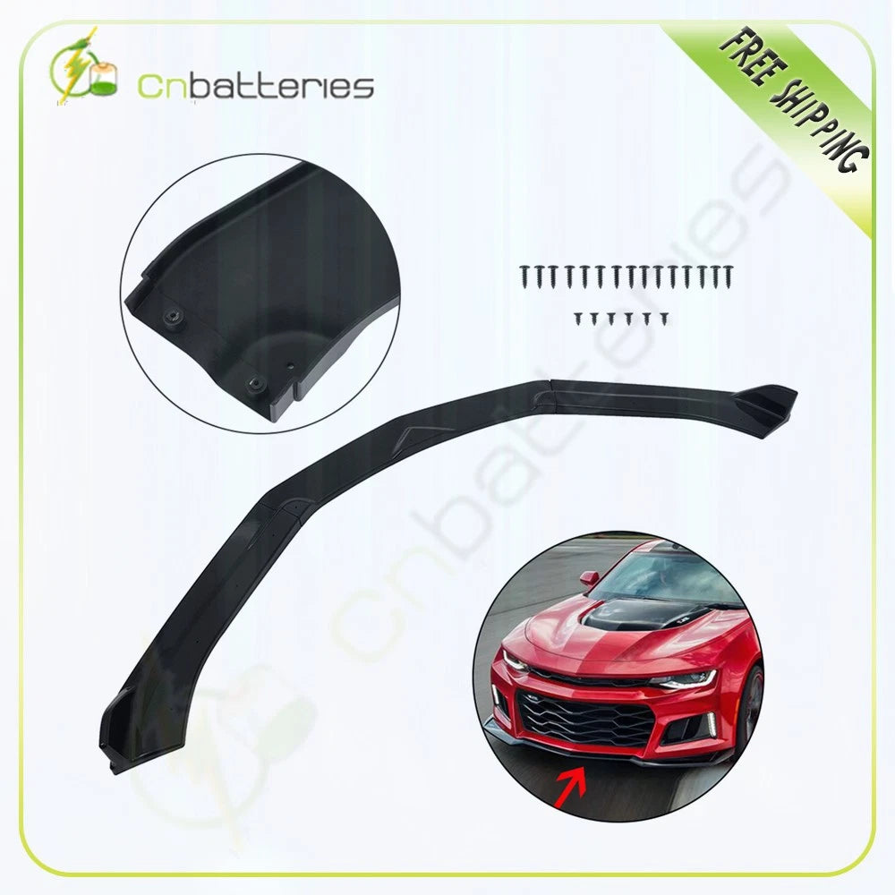 Gloss Black Front Bumper Lip Cover Trim for Chevy Camaro (2016–2021)