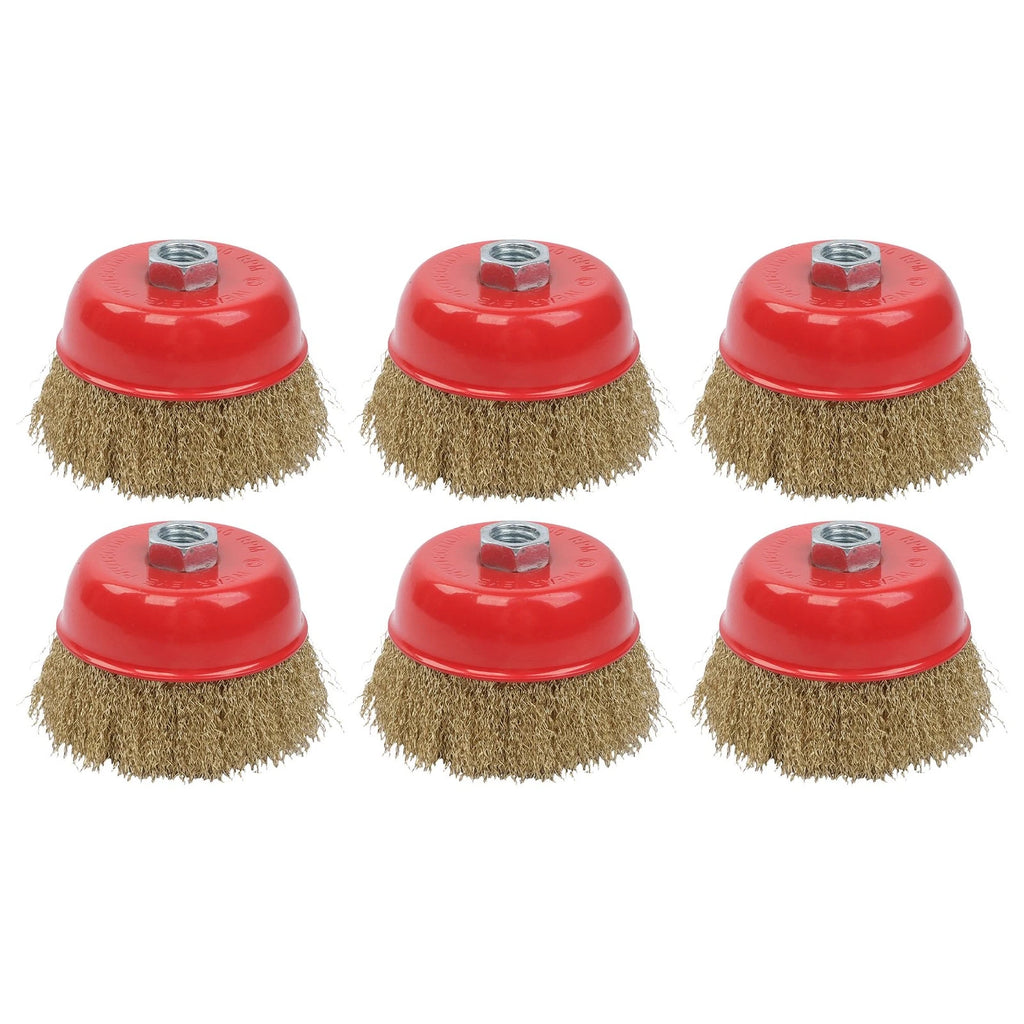 Set of 6 Wire Cup Brushes 4" for Grinders with 5/8" Arbor