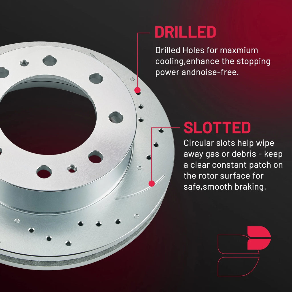 Front Rear Drilled Rotors Brake Pad Kit for GMC Sierra 3500 (2004-2006)