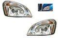 Chrome Projection Headlights with LED U-Bar Light for Freightliner Cascadia (2018–2025)