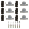 Set of 6 NGK Iridium IX Spark Plugs & Denso Coil Boots for F-150 Flex MKS MKT (2011–2019)