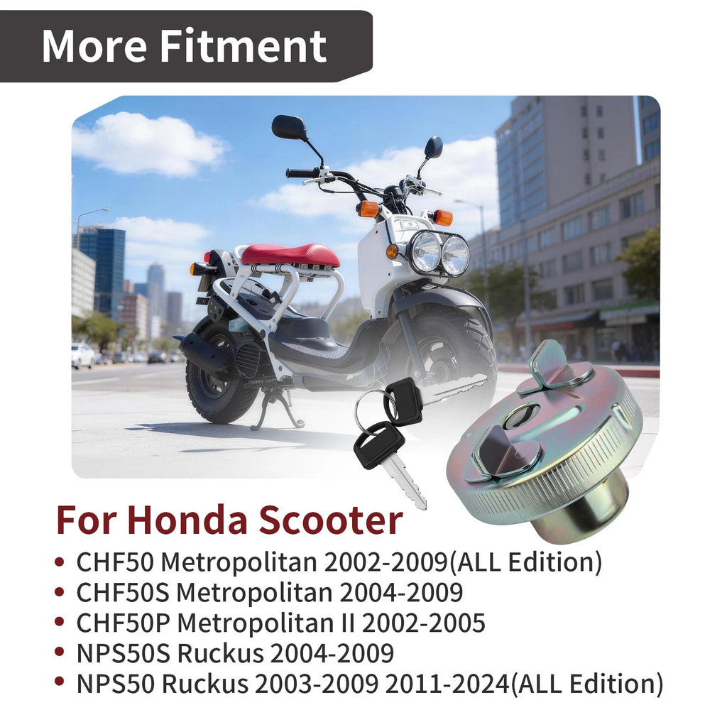 Fuel Gas Tank Cap for Honda Ruckus NPS50S (2004–2009) 17620-GEV-761, 17620-GEV-762