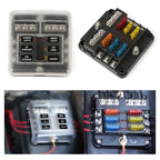 6-Way Waterproof Fuse Box with LED Indicator for 12V/24V Vehicles