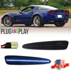 Smoked Ice Blue LED Rear Bumper Side Marker Lights for Chevy Corvette C6 (2005–2013)