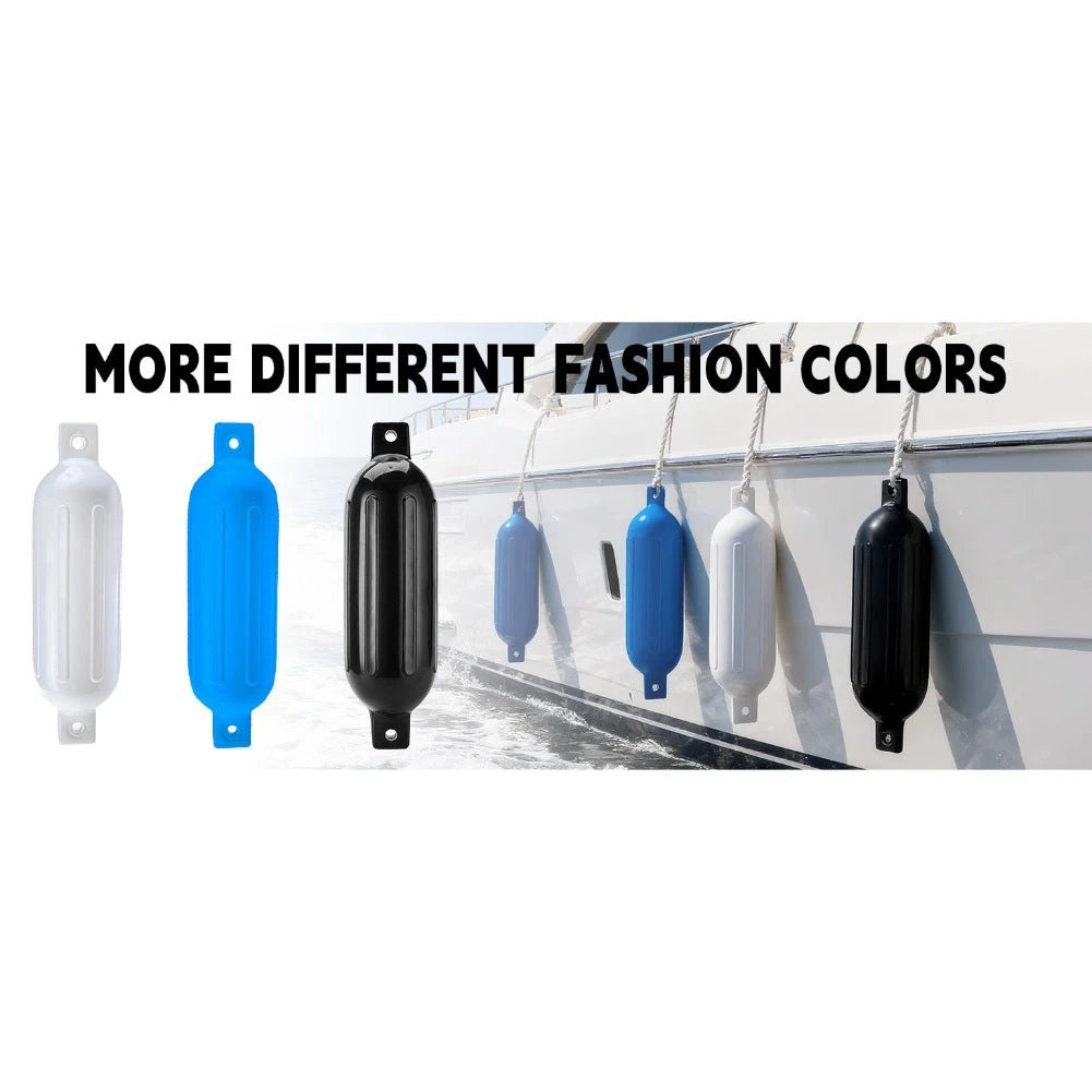 24pcs Inflatable Ribbed Black Boat Fenders for Boats (3-7 M Length)