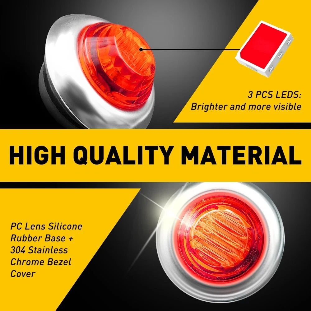 40X 3/4" Amber Red LED Side Marker Light for Truck Trailer (E)