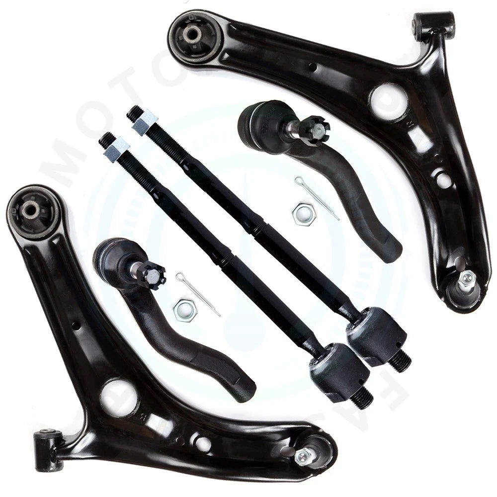 Set of 6 Front Suspension Lower Control Arms Tie Rod Links for Toyota Echo (2000–2003)