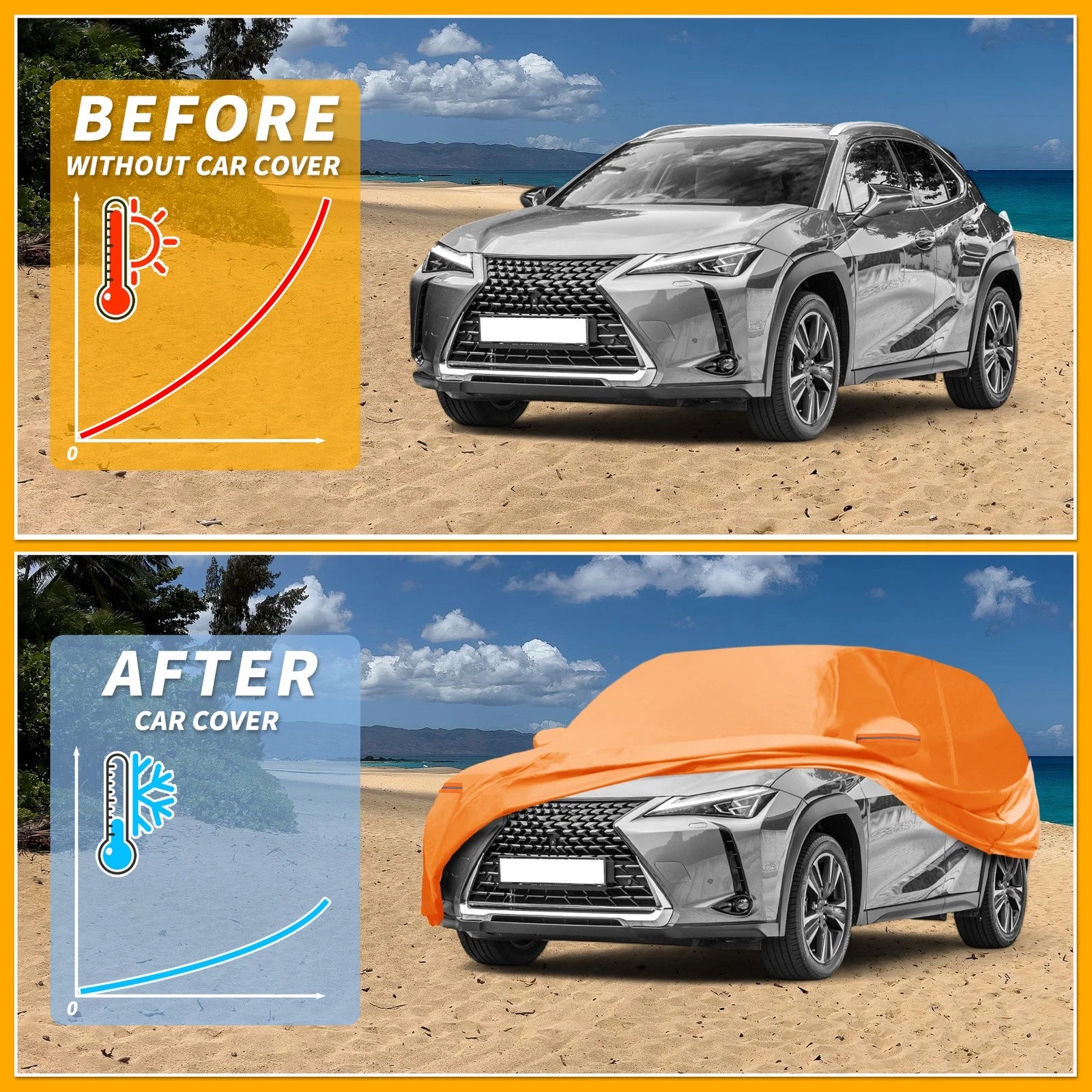 Waterproof Car Cover for Lexus UX (2019–2023) 210D-PU with Zipper