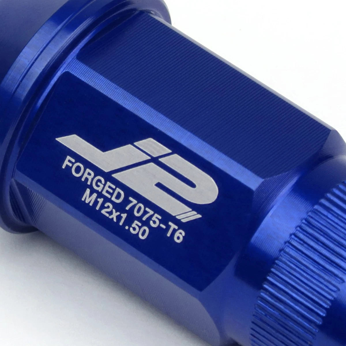 Set of 20 J2 7075 Forged Aluminum M12x1.5 Open-End Lug Nuts w/Adapter - Blue