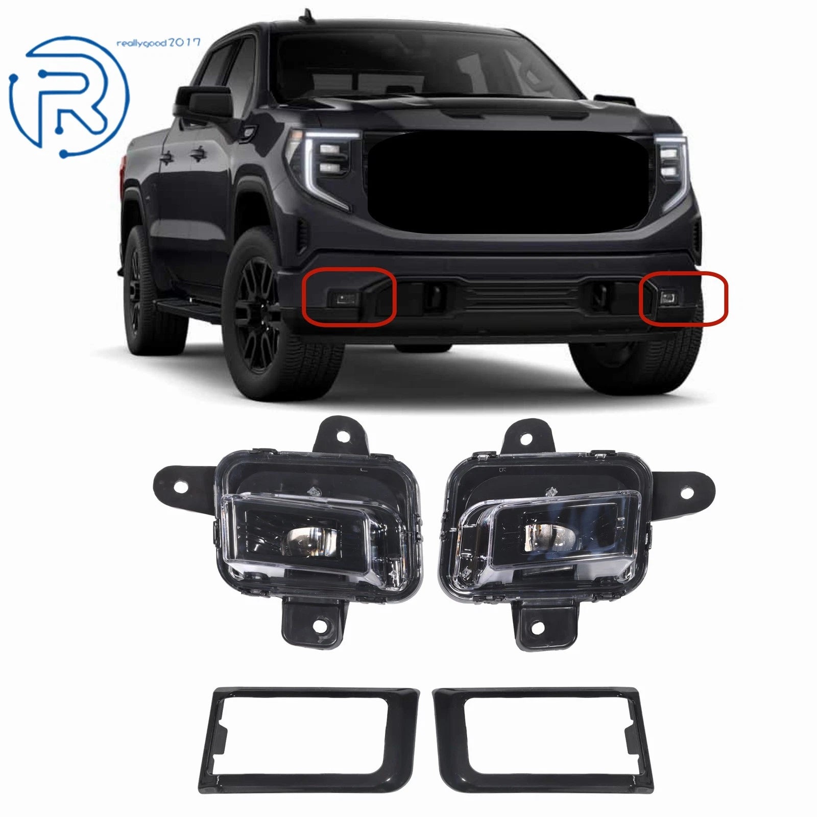 Front LED Fog Lights Assembly Kit for GMC Sierra 1500 (2023–2025)