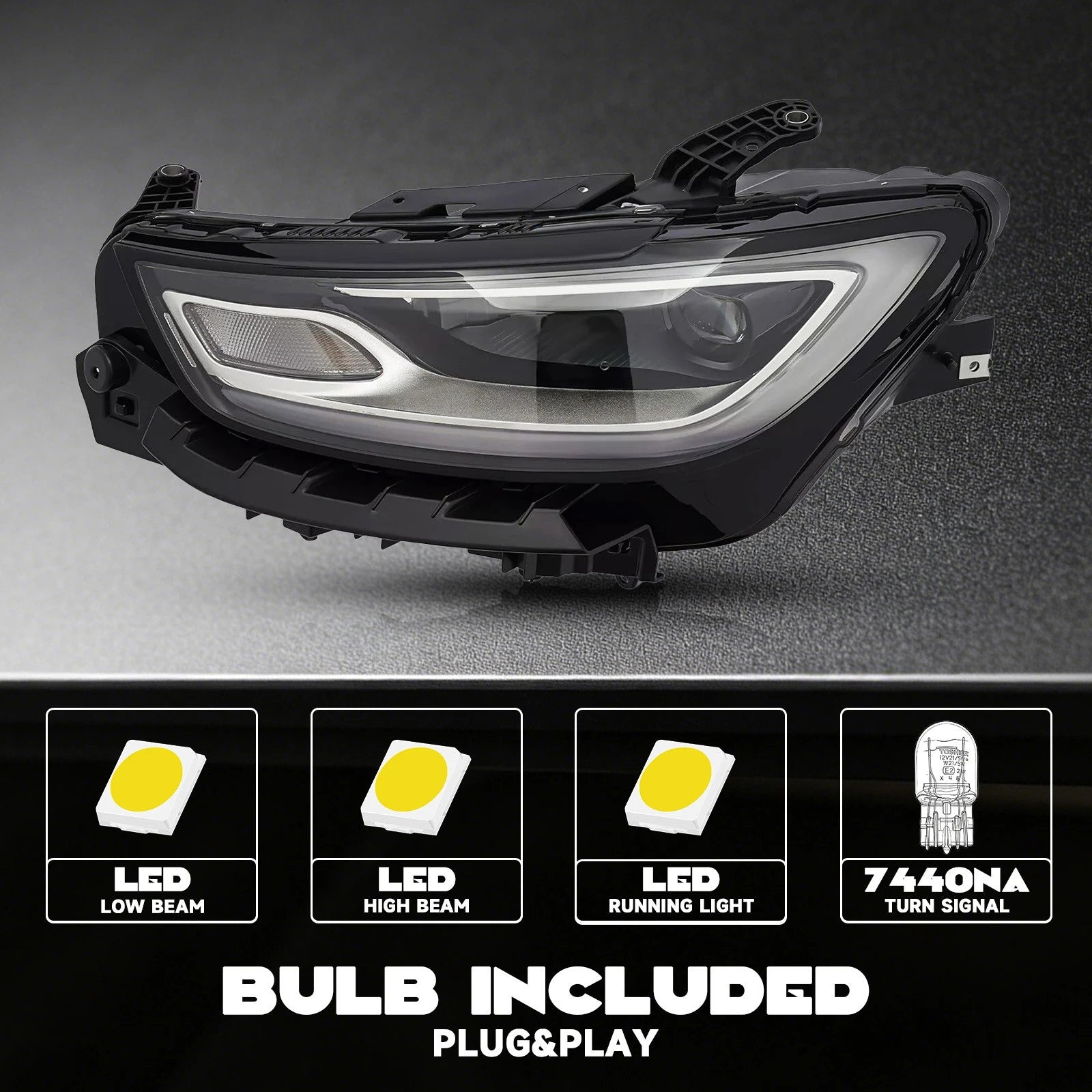 Full LED Projector Headlight w/DRL & Module for Chrysler Pacifica (2021–2026)