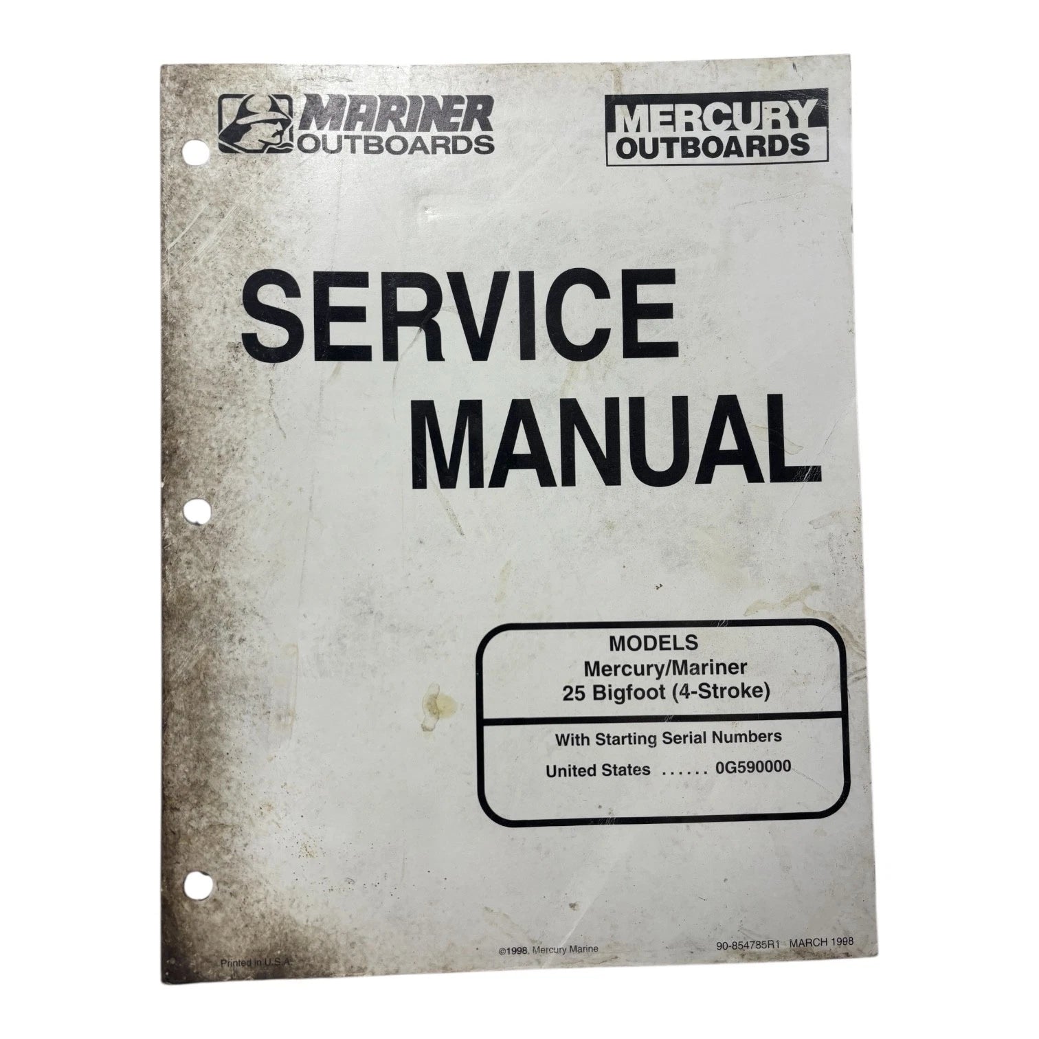 Service Manual for Mercury/Mariner Outboards 25 Bigfoot 4-Stroke (1998)