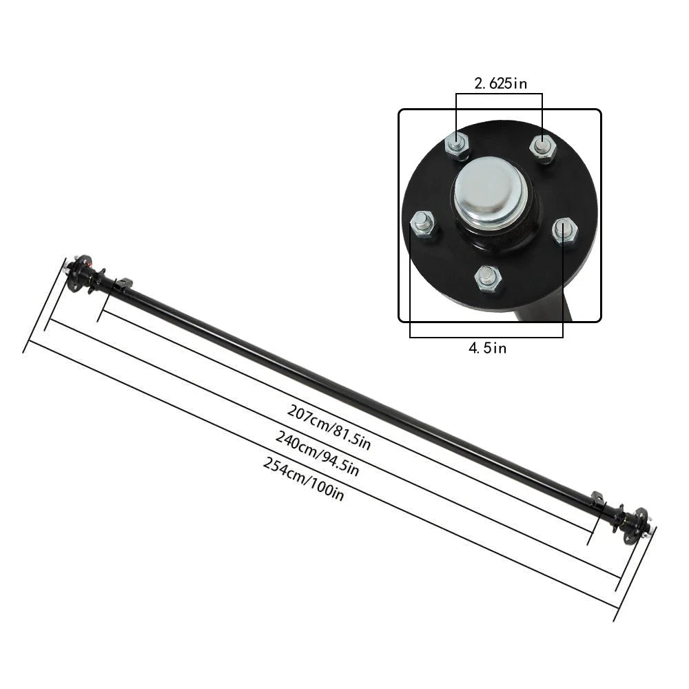 5 Lug 3500lbs Axle with U-Bolt Kit for Wide Frame (Year Range Not Specified)