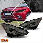 Projector Headlight for Mazda 3 (2014–2016) Smoked Lens Amber Corner