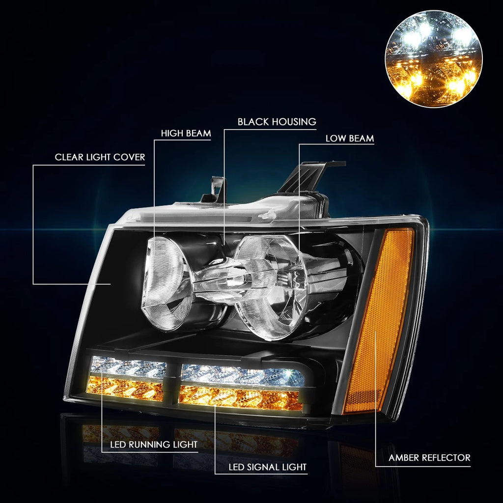 LED DRL Turn Signal Headlight for Tahoe/Suburban (2007–2014)