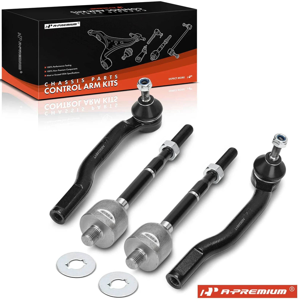 Set of 4 Front Inner Outer Tie Rod Ends for Nissan Versa (2007–2012) Cube (2009–2014)