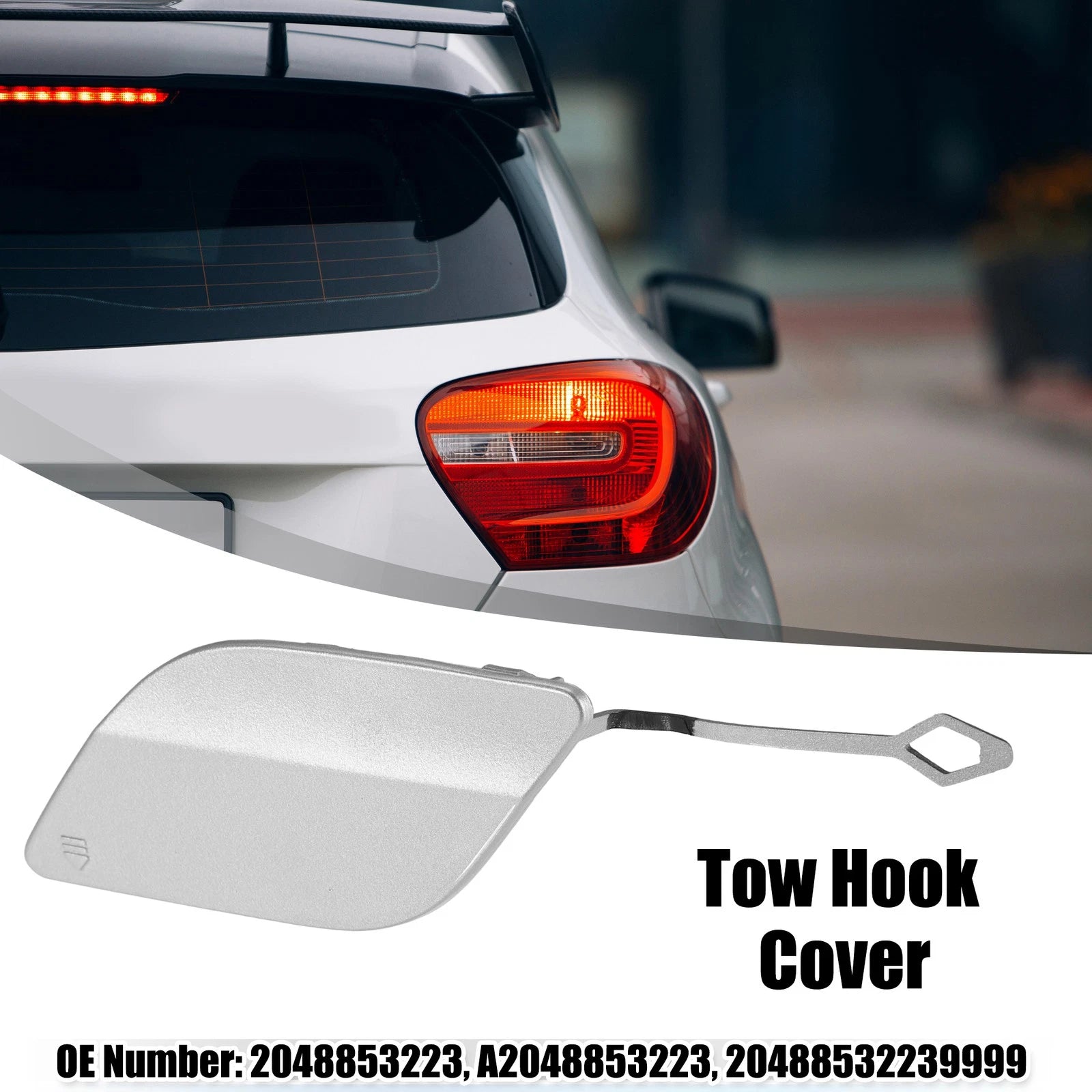 Tow Hook Eye Hole Cover for Mercedes-Benz GLK350 (2010–2015) Silver Tone