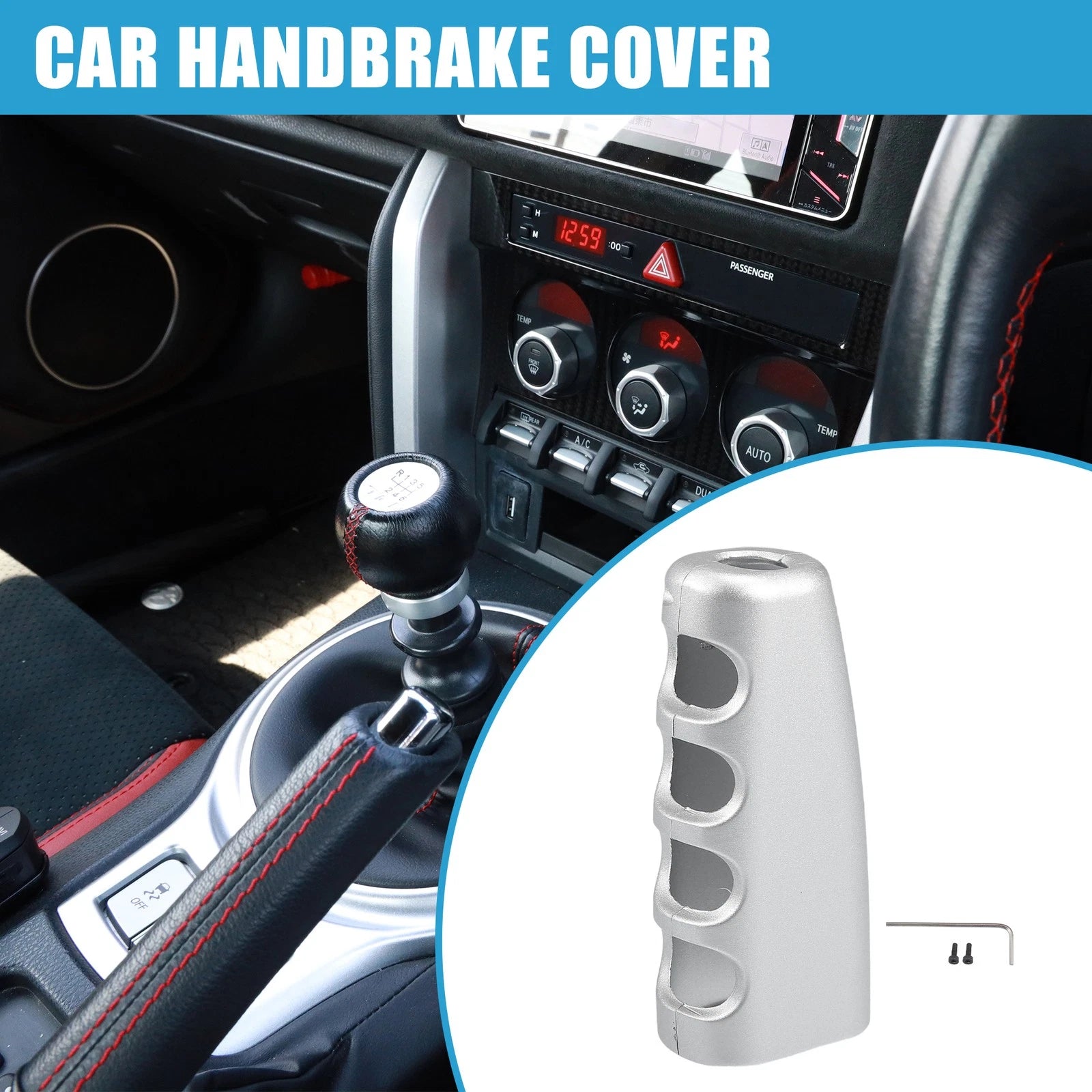 Handbrake Cover Grips for Ford Mustang (2015–2021) Silver Tone