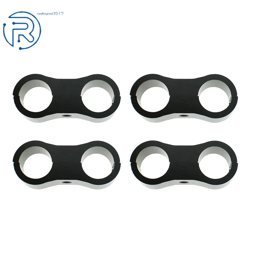 Set of 4 Black Aluminum 6AN Hose Separator Clamps for Oil/Fuel Hose