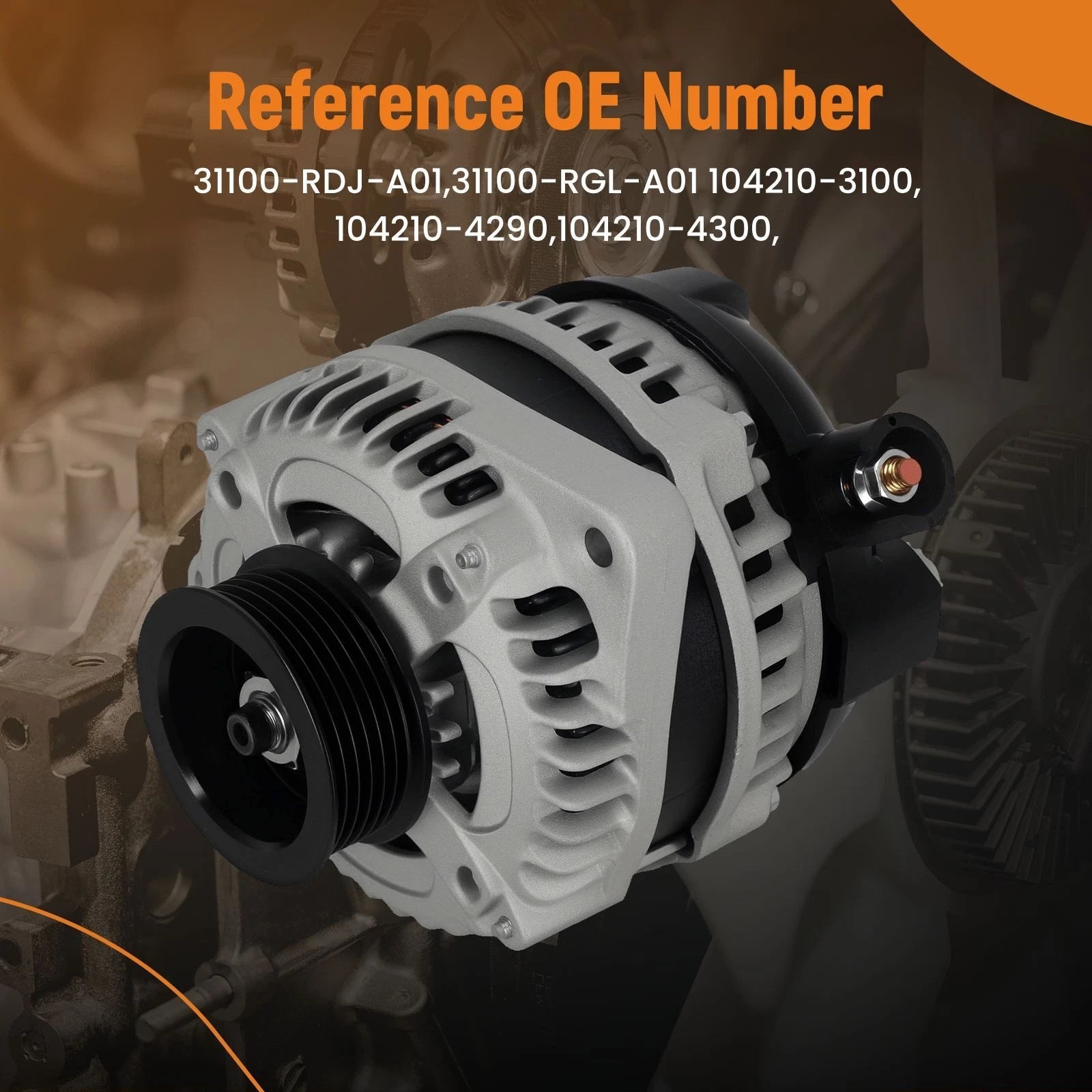 Alternator for Honda Pilot, Ridgeline, Acura MDX 3.5L, 3.7L (2005–2008) 104210-3100