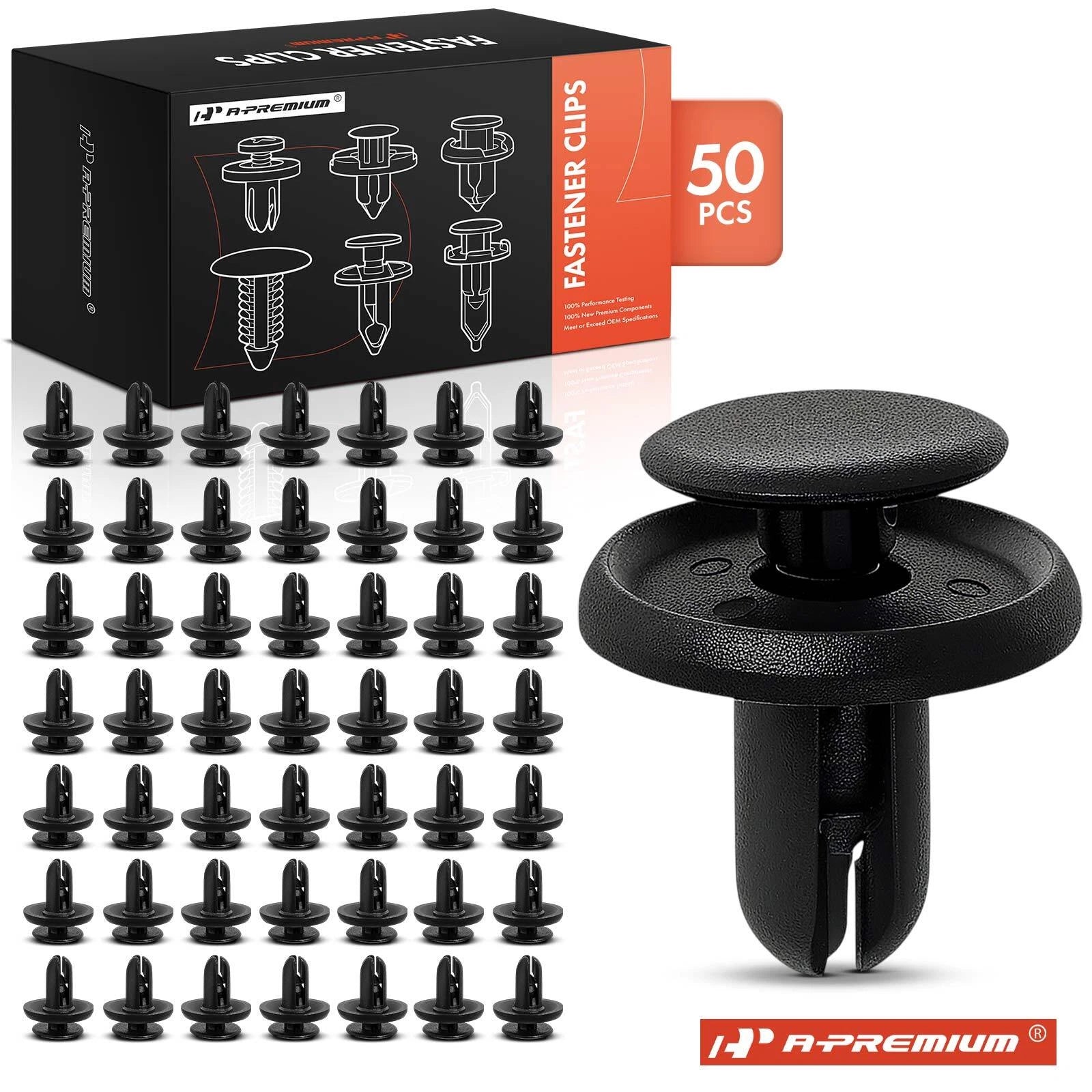 50Pcs 6mm Black Nylon Push Type Retainer Clips for Mitsubishi Subaru 