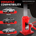 17.3" Red Hydraulic Bottle Jack for Automotive Repair (16 Tons)