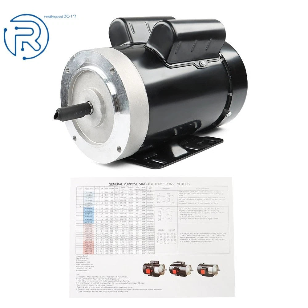 2 HP Electric Motor for Various Applications (115V/230V)
