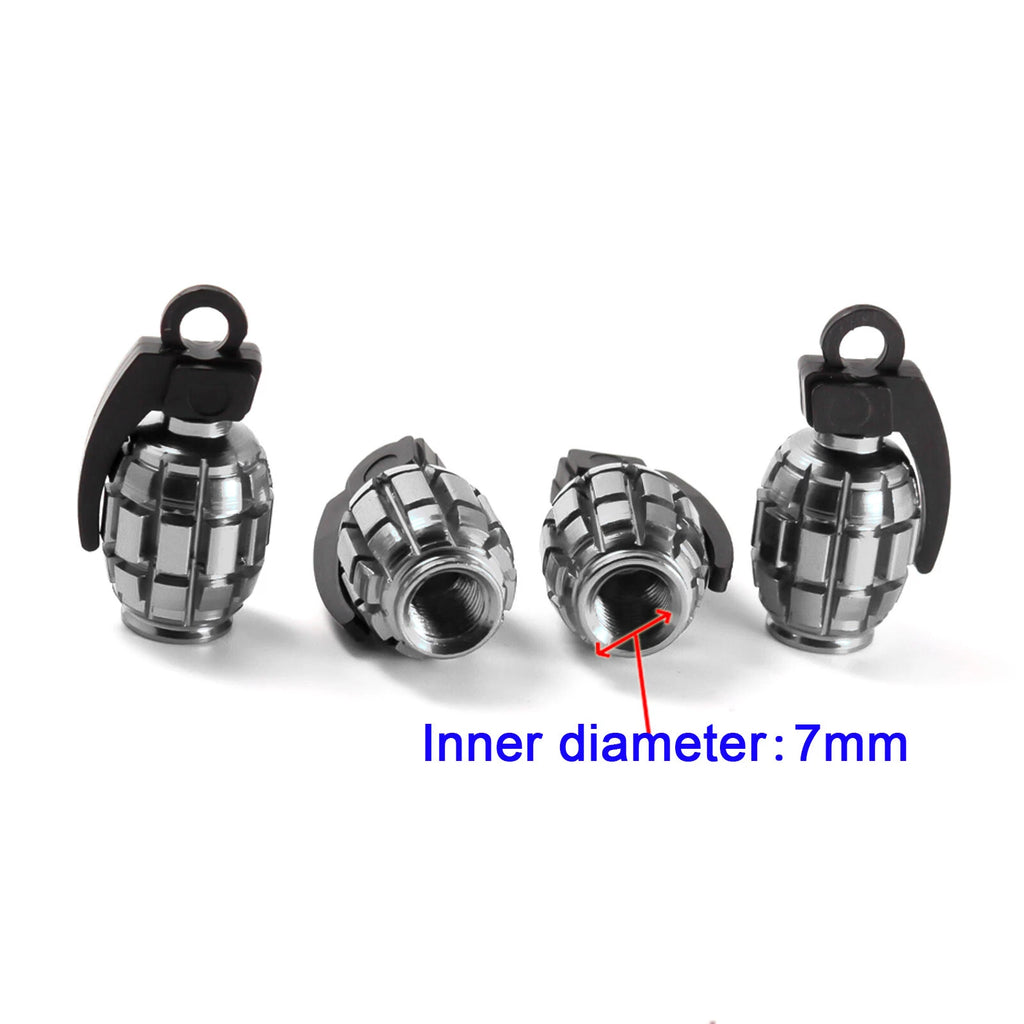 Anodized Grenade Valve Stem Cap Kit for Universal Car SUVs (4-Pack)