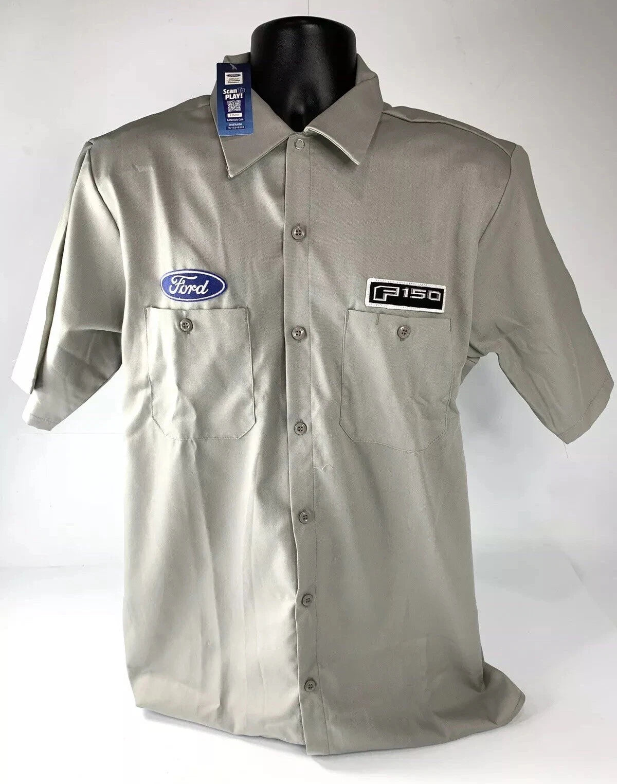 Mechanic Style Button Up Shirt for Ford F150 Owners (Gray Blue) (2011–2024)