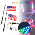 2X 3ft RGB LED Whip Light Antenna with Flag for Polaris RZR (2014–2023)
