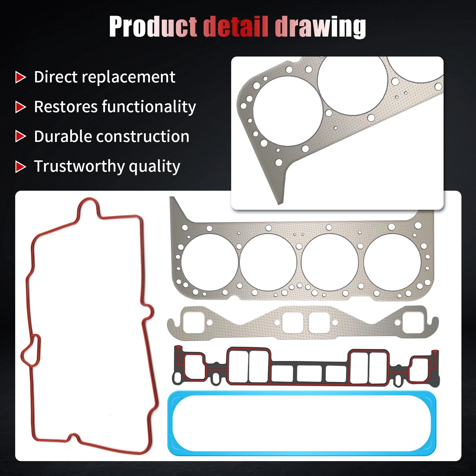 Head Gasket Seals Kit for Chevy Yukon Tahoe GMC C2500 Suburban (1996–2002)