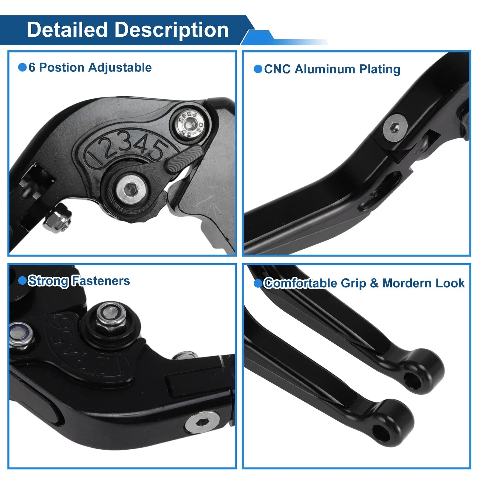 Adjustable Brake Clutch Lever for Honda NC700 (2016–2020) Solid Black