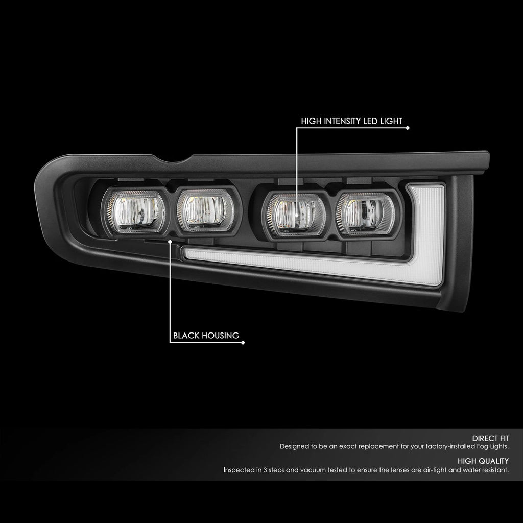 LED Fog Lights for Ford Bronco (2021–2025) - Black Clear Projector Quad Beam