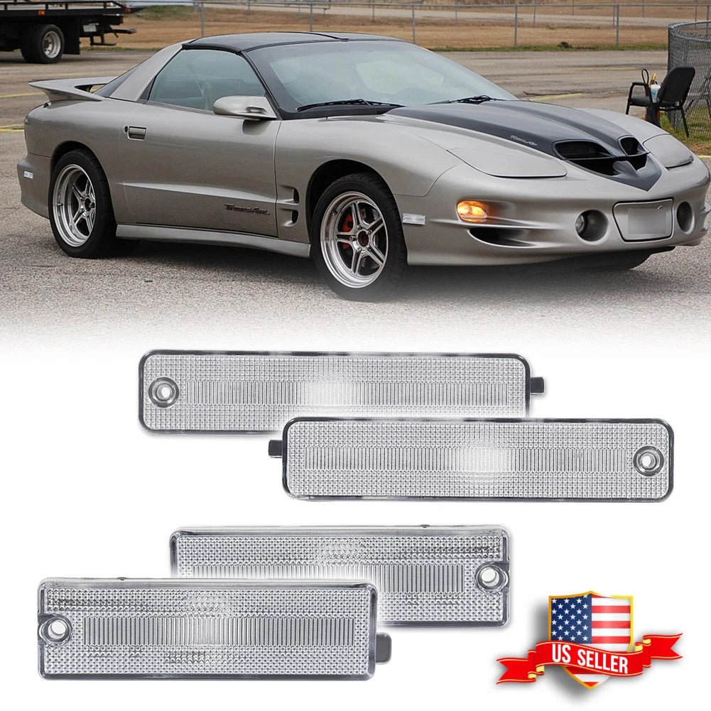 Clear Front & Rear Bumper Side Marker Lights Kit for Pontiac Firebird (1998–2002)