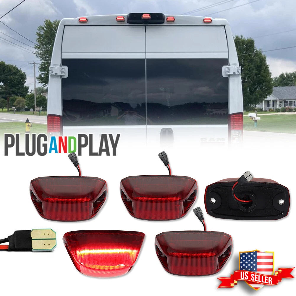 Set of 5 LED Rear Cab Roof Marker Lights for Ram ProMaster 1500 2500 3500 (2014–2023)