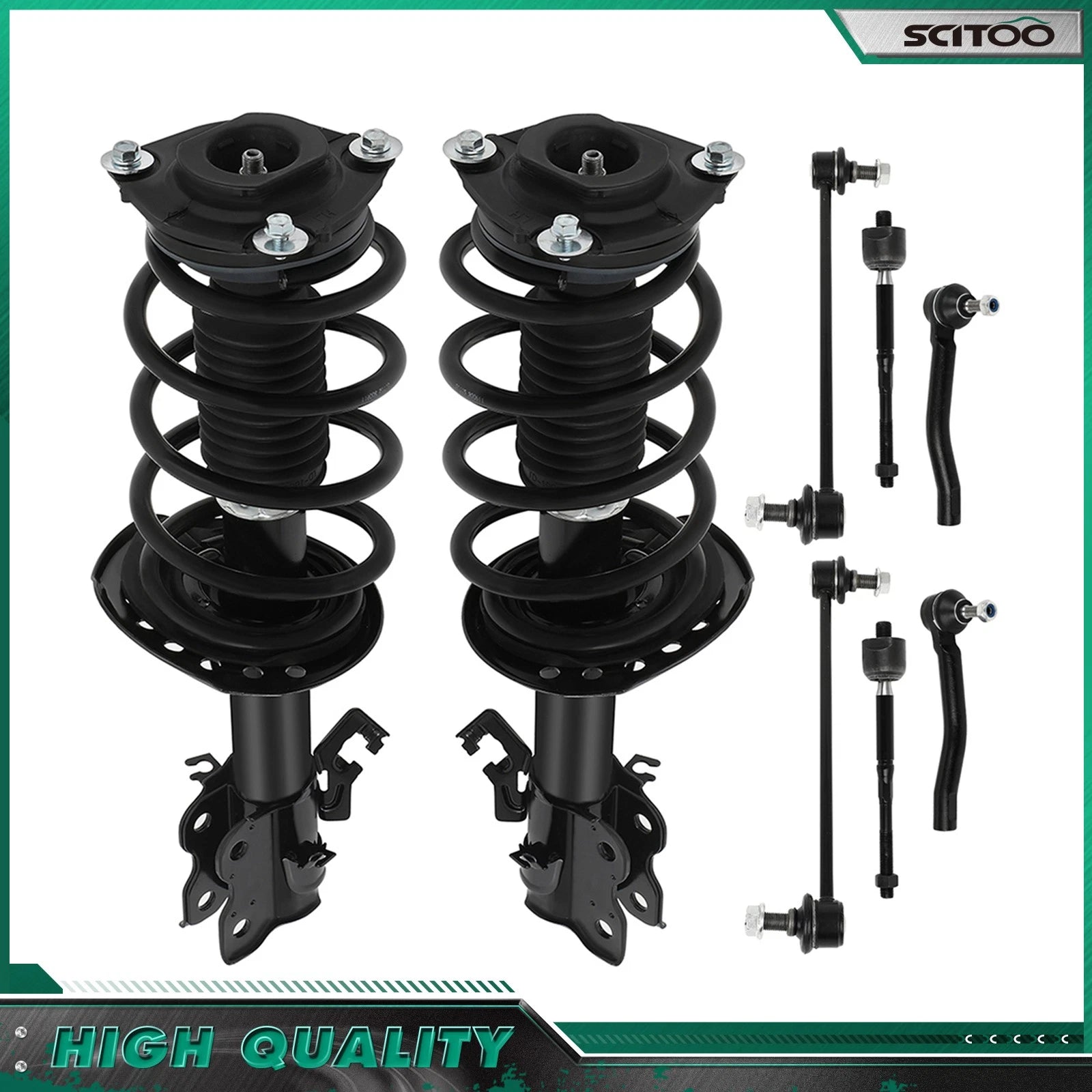 Front Complete Struts Tie Rod Ends Sway Bars Kit for Nissan Sentra (2014–2019)