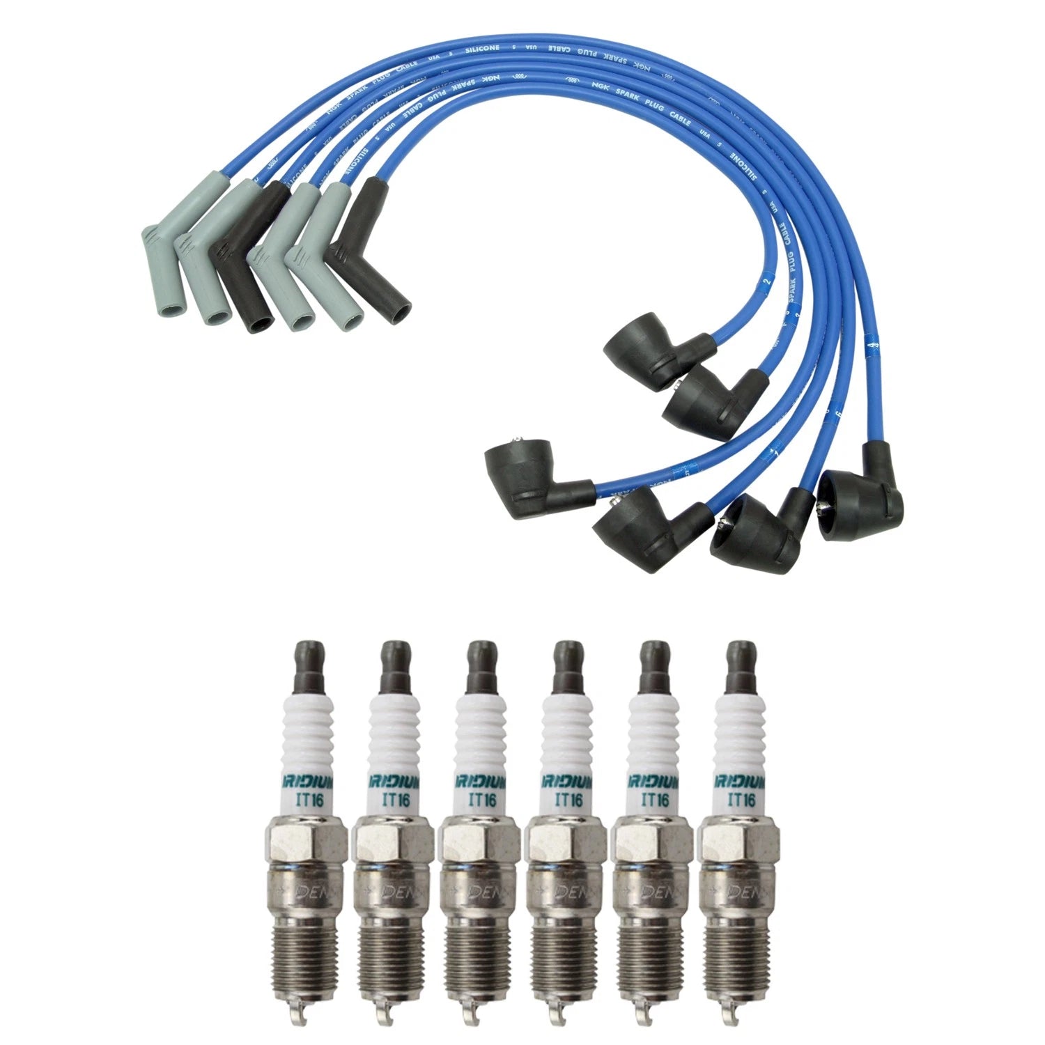NGK Wire Set & Denso Spark Plugs Kit for Aerostar Ranger 3.0L V6 (1990–1997)