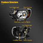 Headlight Assembly for Toyota Tacoma (2012–2015) Black Amber Left Right